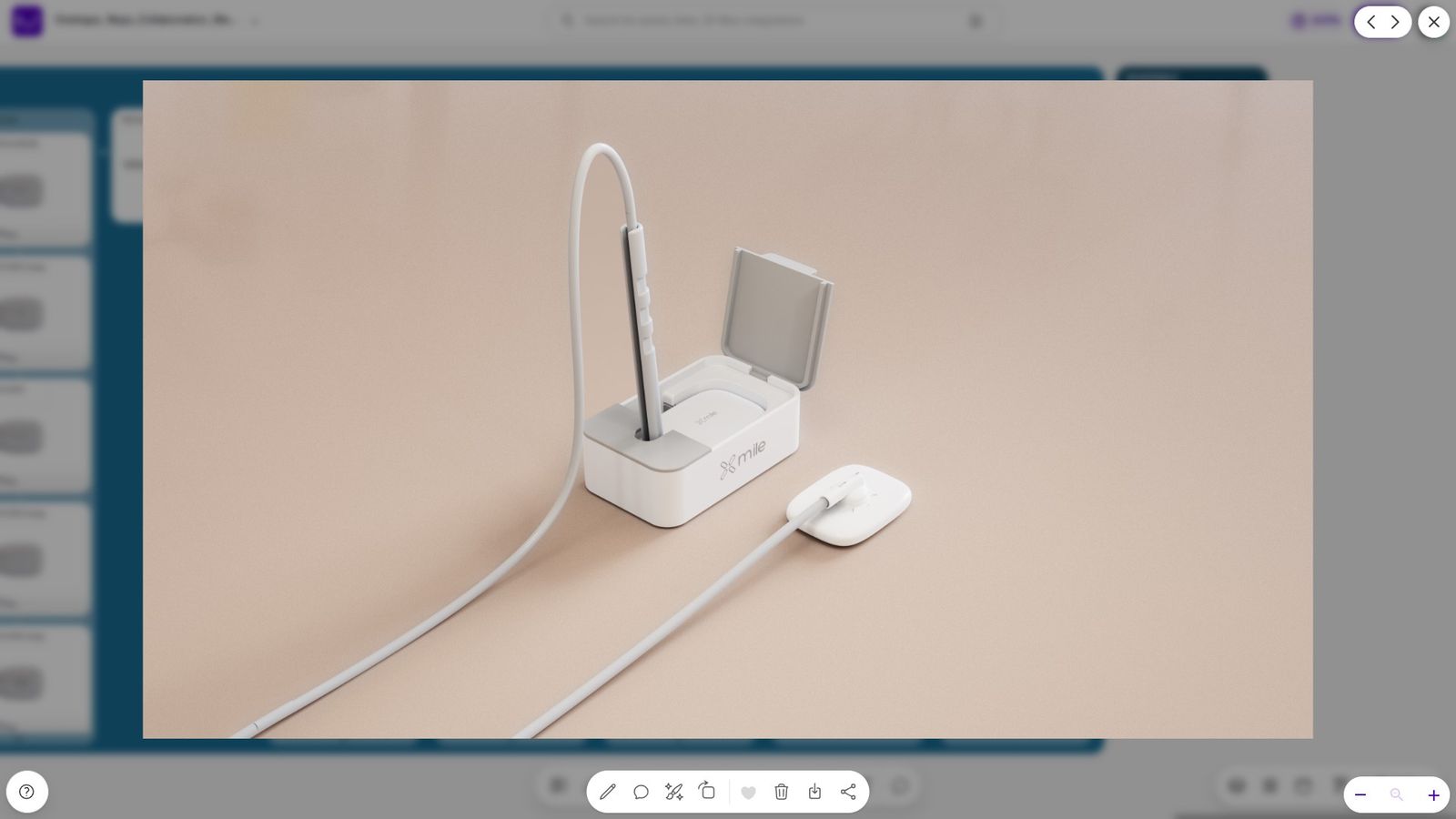 Naya GUI showing a rendering of a 3D model designed in Onshape.