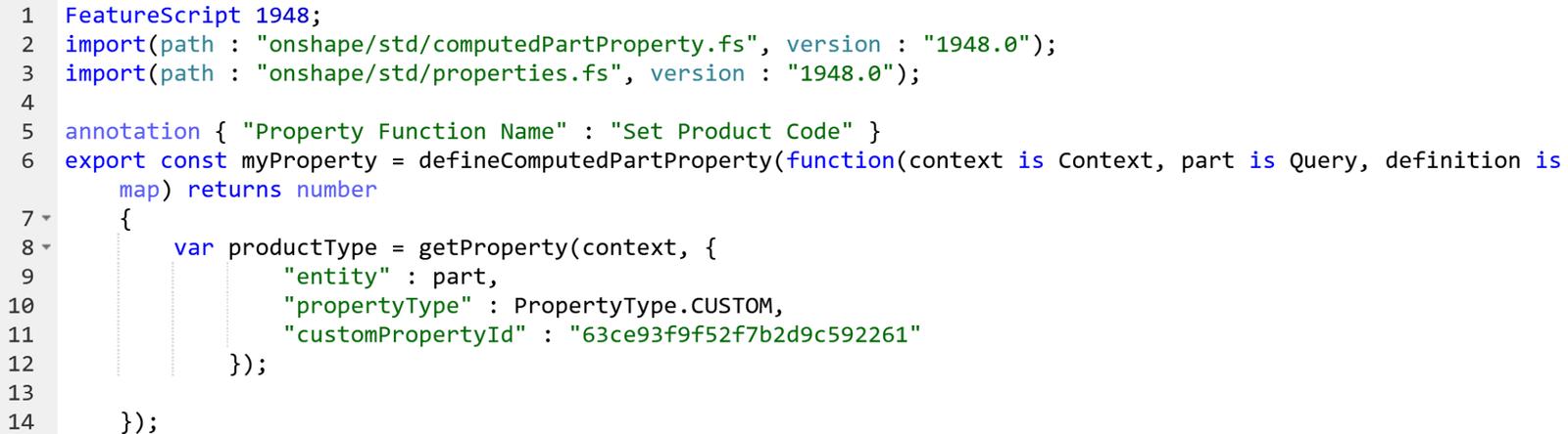 a completed FeatureScript code