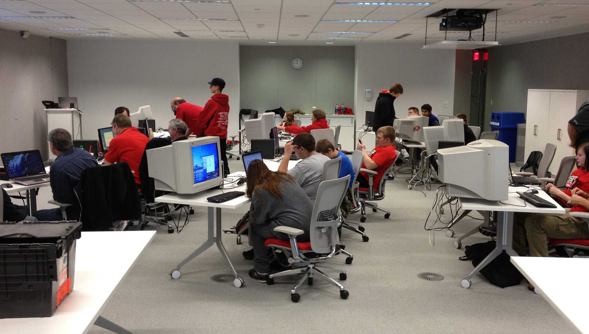 Students using CAD in a computer lab