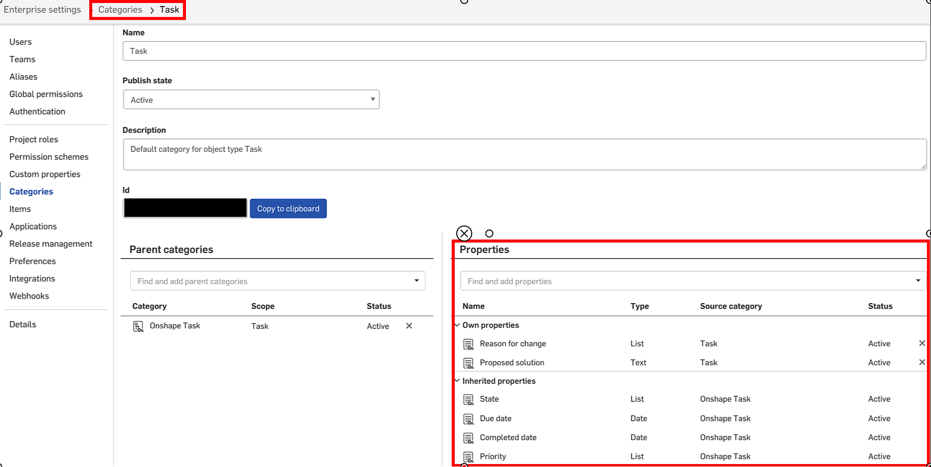 How to configure the 'Task' category to add the metadata fields that you want