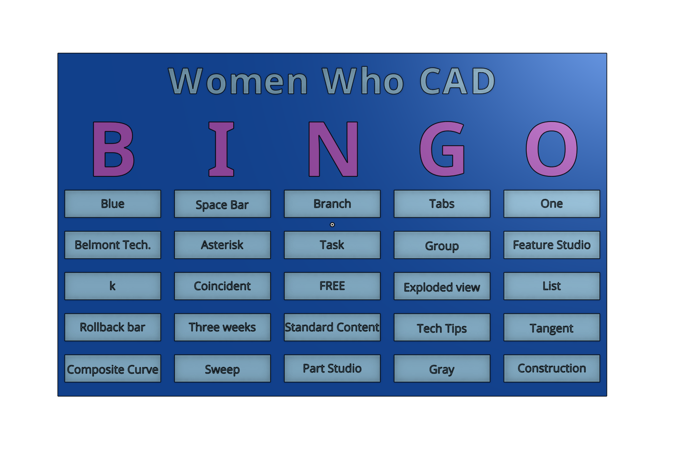 Bingo card designed in Onshape