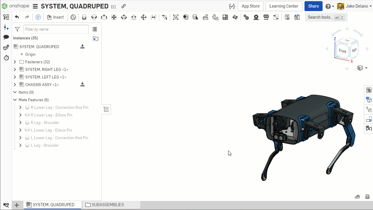 GIF showing copy and paste of parts in Onshape with mates being copied