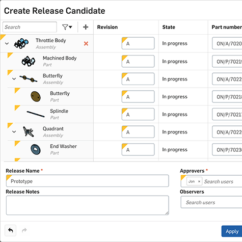 Approval workflow example in Onshape