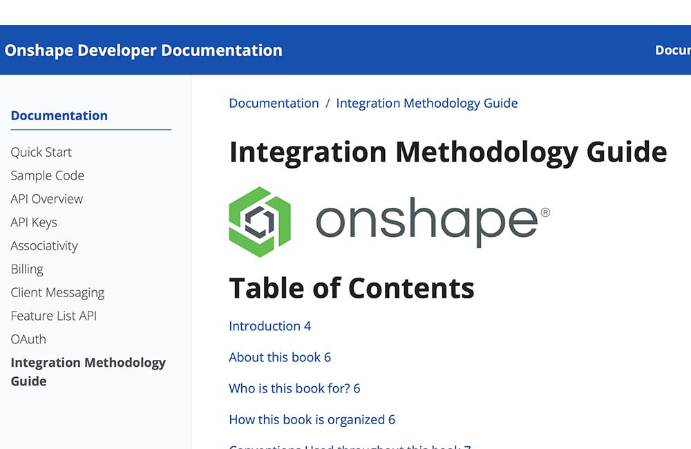 screenshot of integration guide