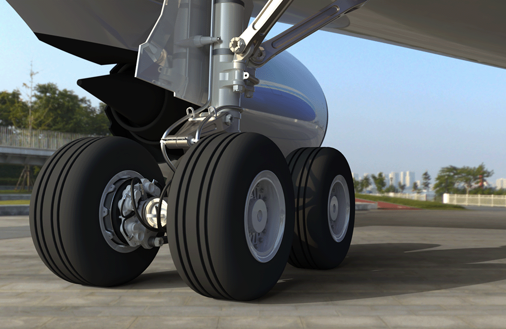 rendering of airplane wheels made in Onshape