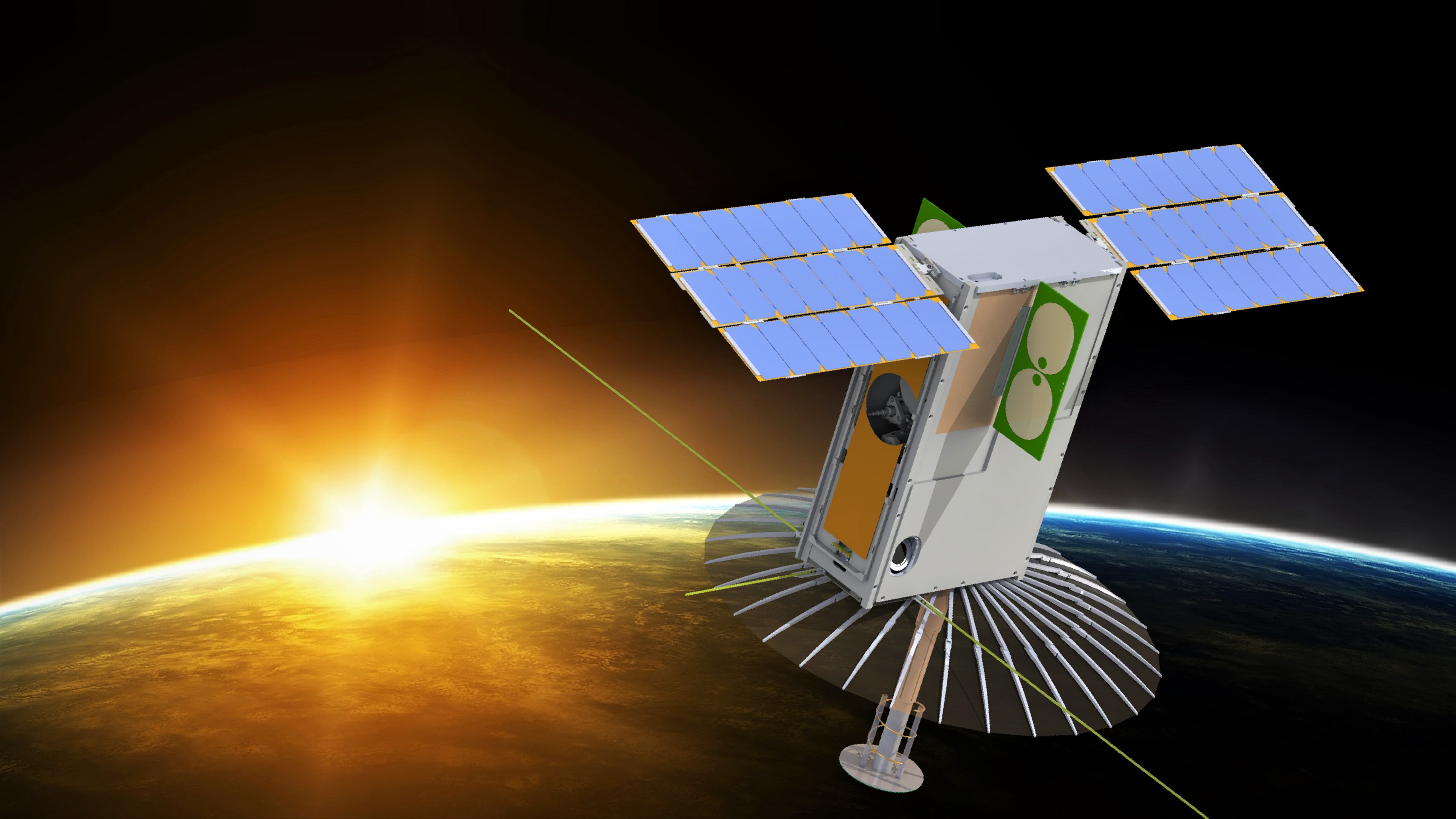 rendering of a test nanosatellite in space