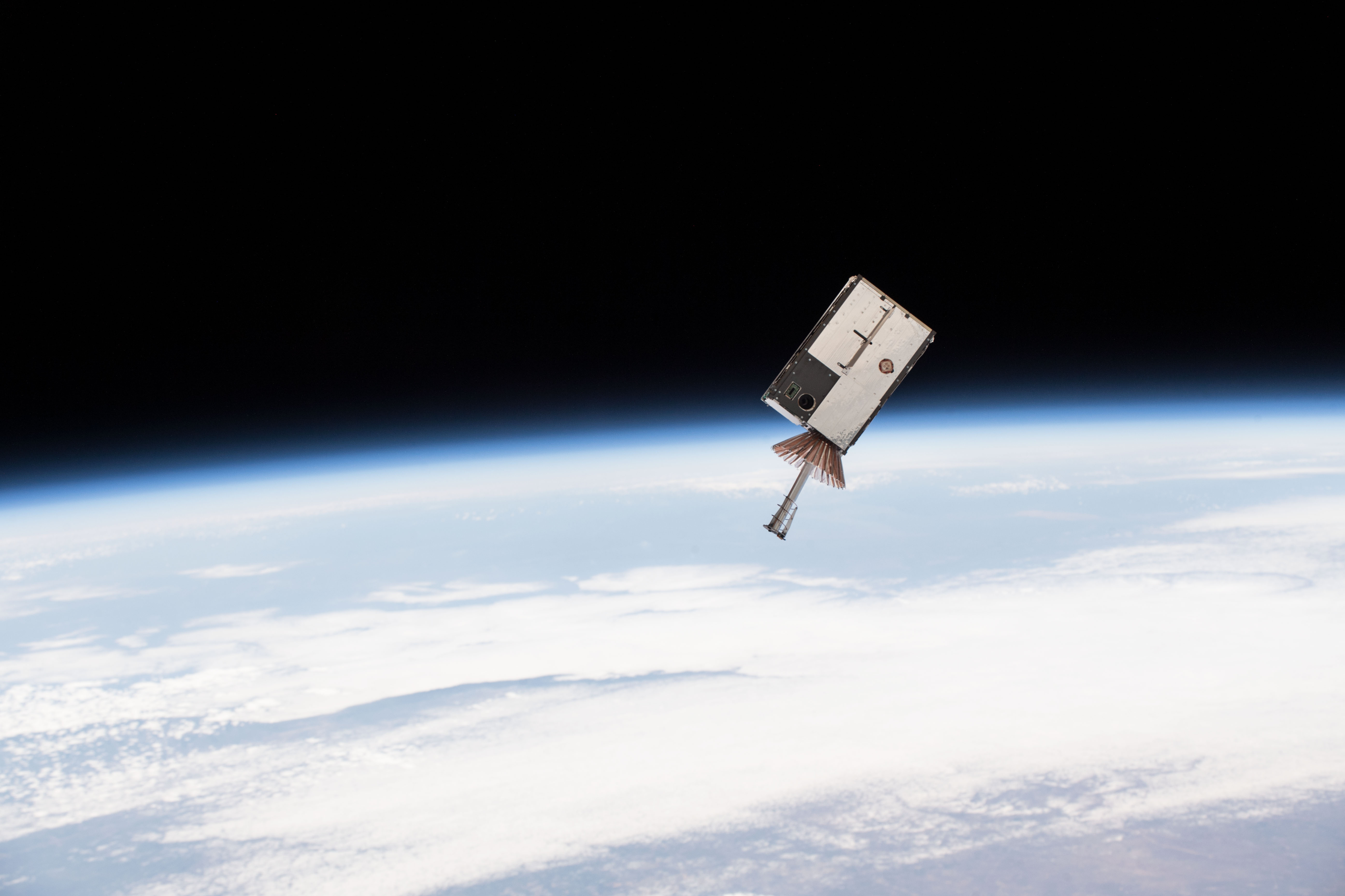 shoebox satellite in orbit