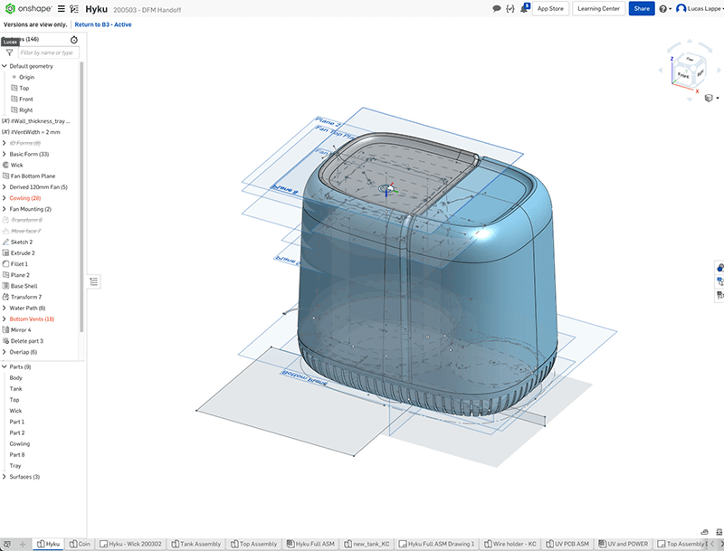 Canopy CAD model in Onshape