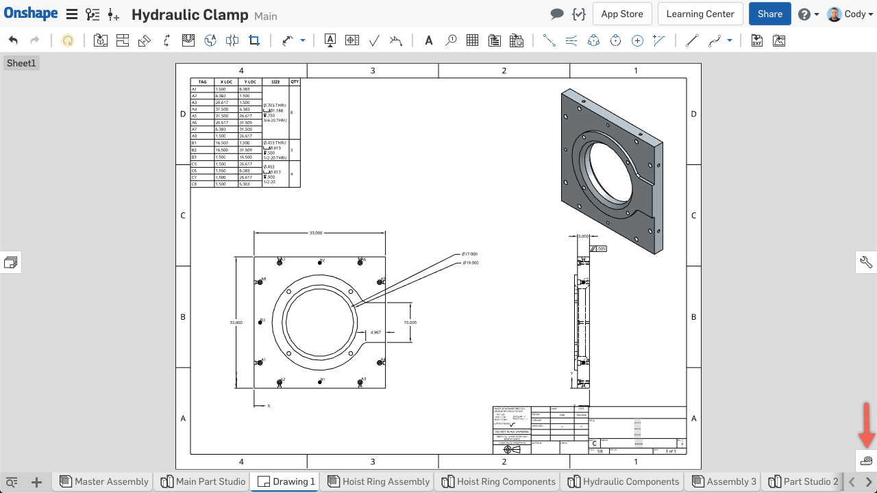 Measure Button Onshape Drawings