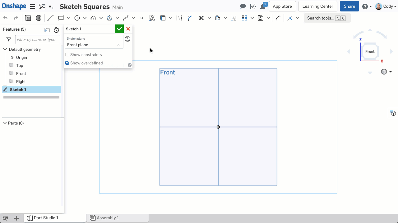 Sketching Squares in Onshape