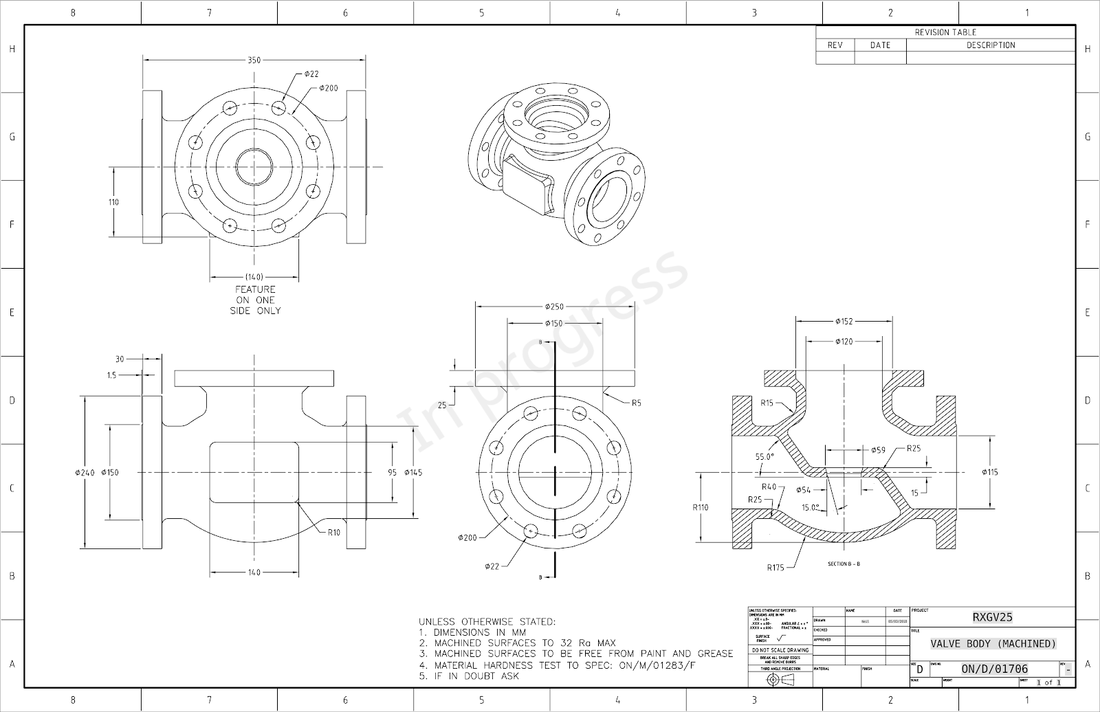 Screenshot of a typical manufacturing drawing, which can potentially become out-of-date the moment it is created.