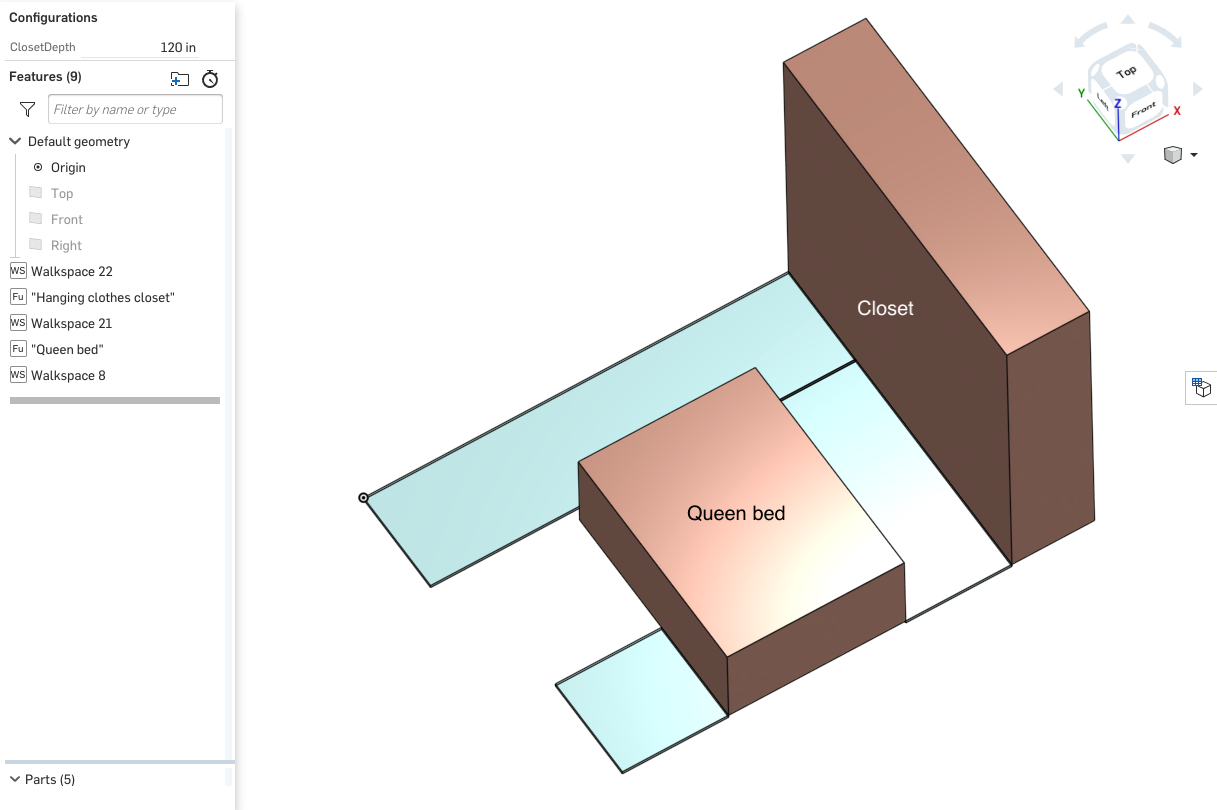 Screenshot of layout for a guest bedroom using a 