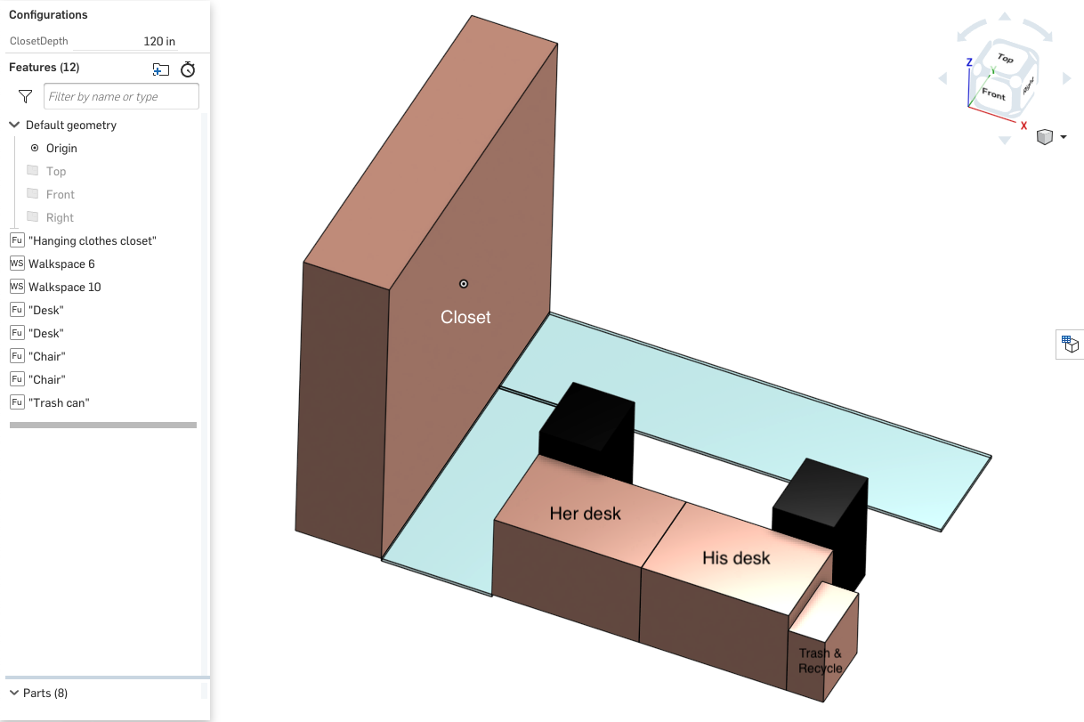 Screenshot of layout for a 2-person office using a 