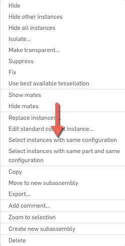 Select Instances with the same configuration