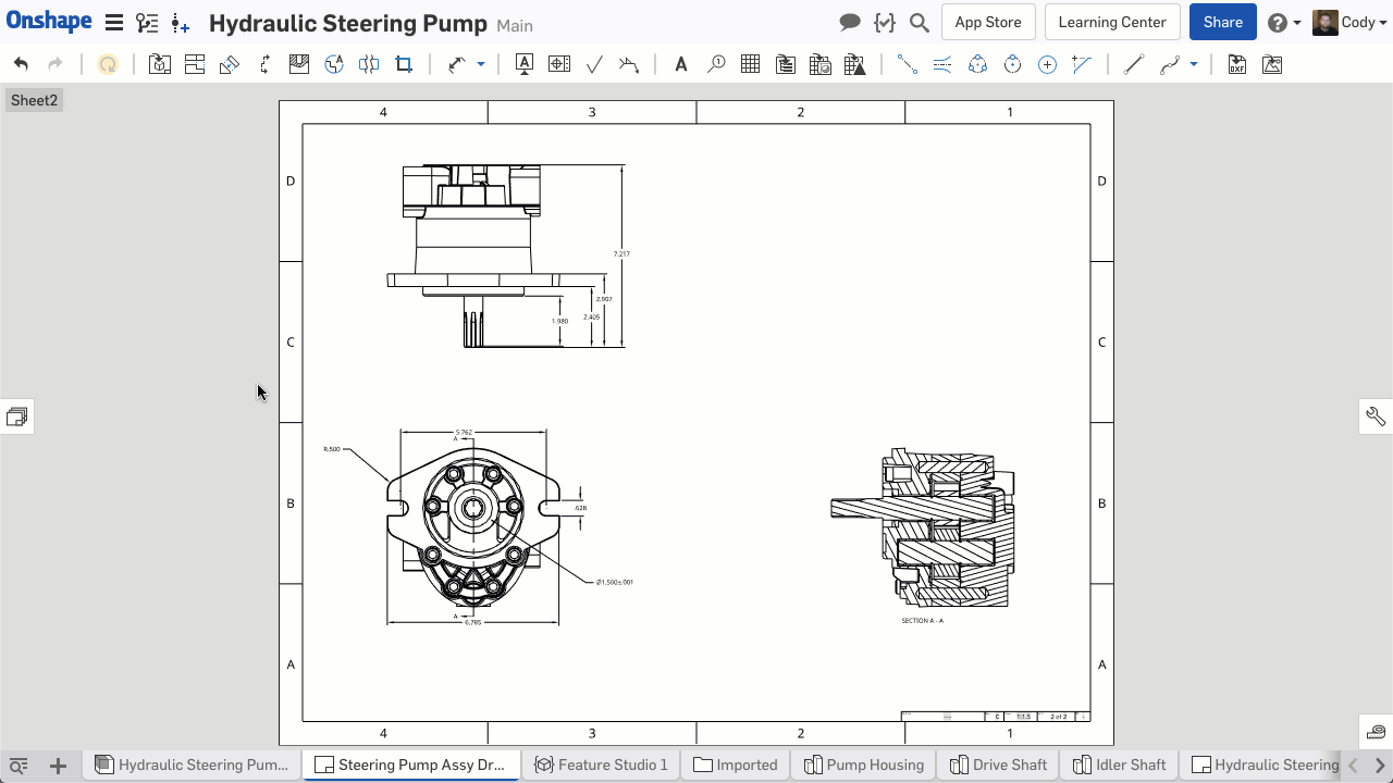 Create Projected View From Section View Onshape