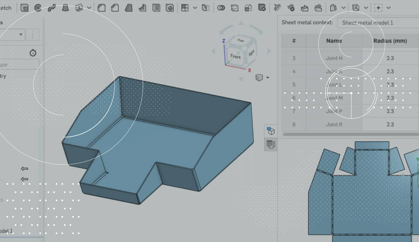 Schematic view of the high speed U-draw-bending simulation.