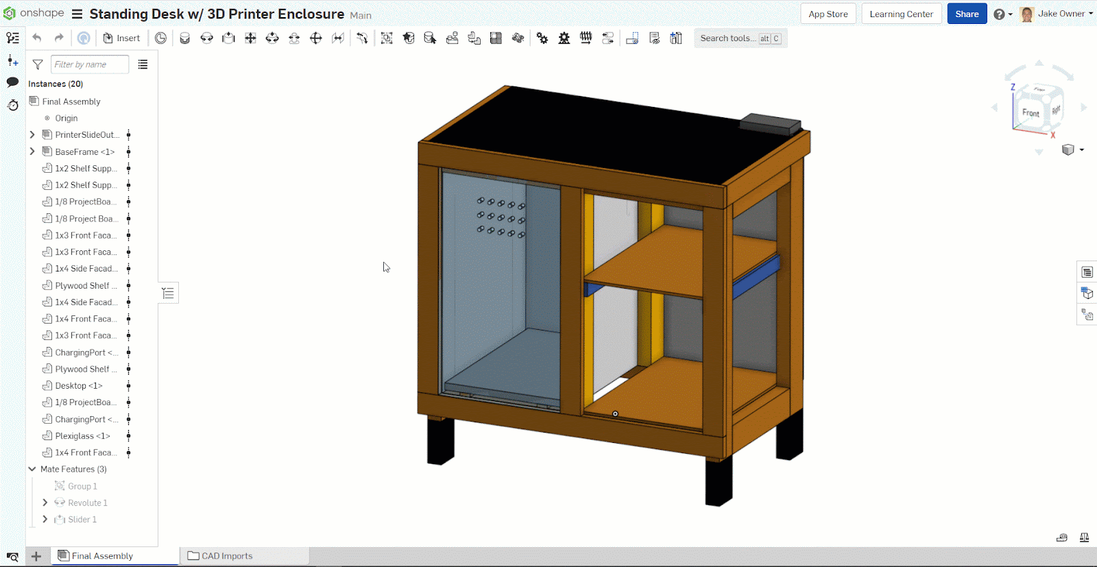 Gif showing how to use Fix to designate a part to be fixed to ground in an assembly